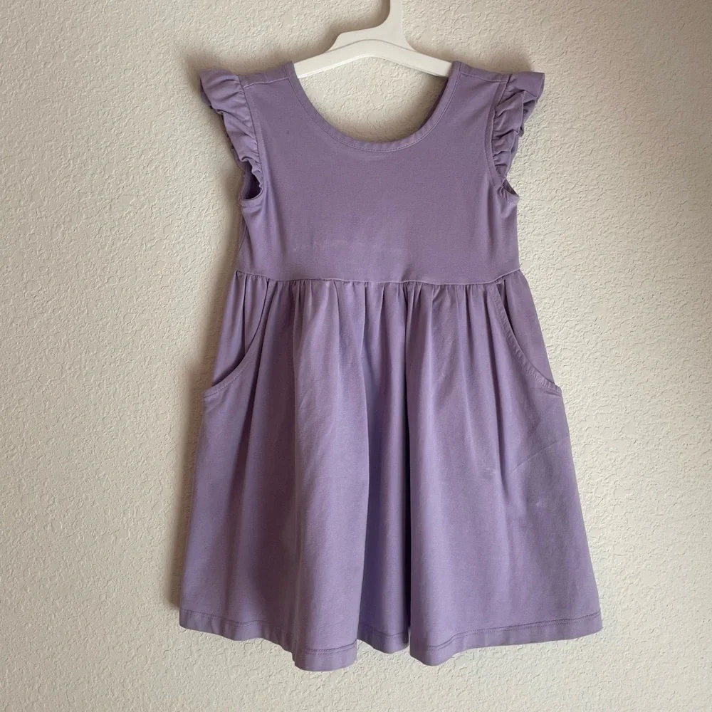 Hanna Andersson Peaceful Purple Super Soft Ruffle Skater Dress size 5